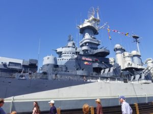 view of the battleship north carolina from the port side